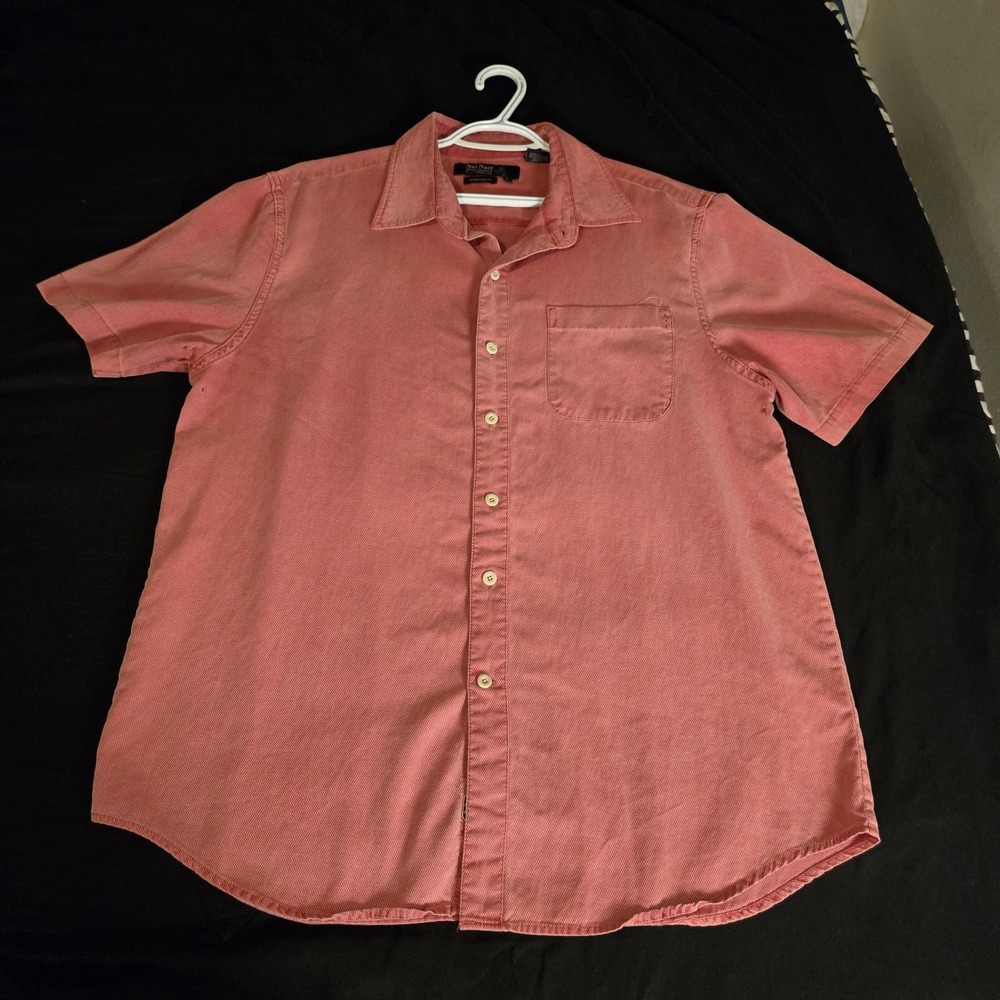 Nat Nast Shirt‎ Mens Large Pink Silk Cotton Short Sleeve Button Up Casual Woven